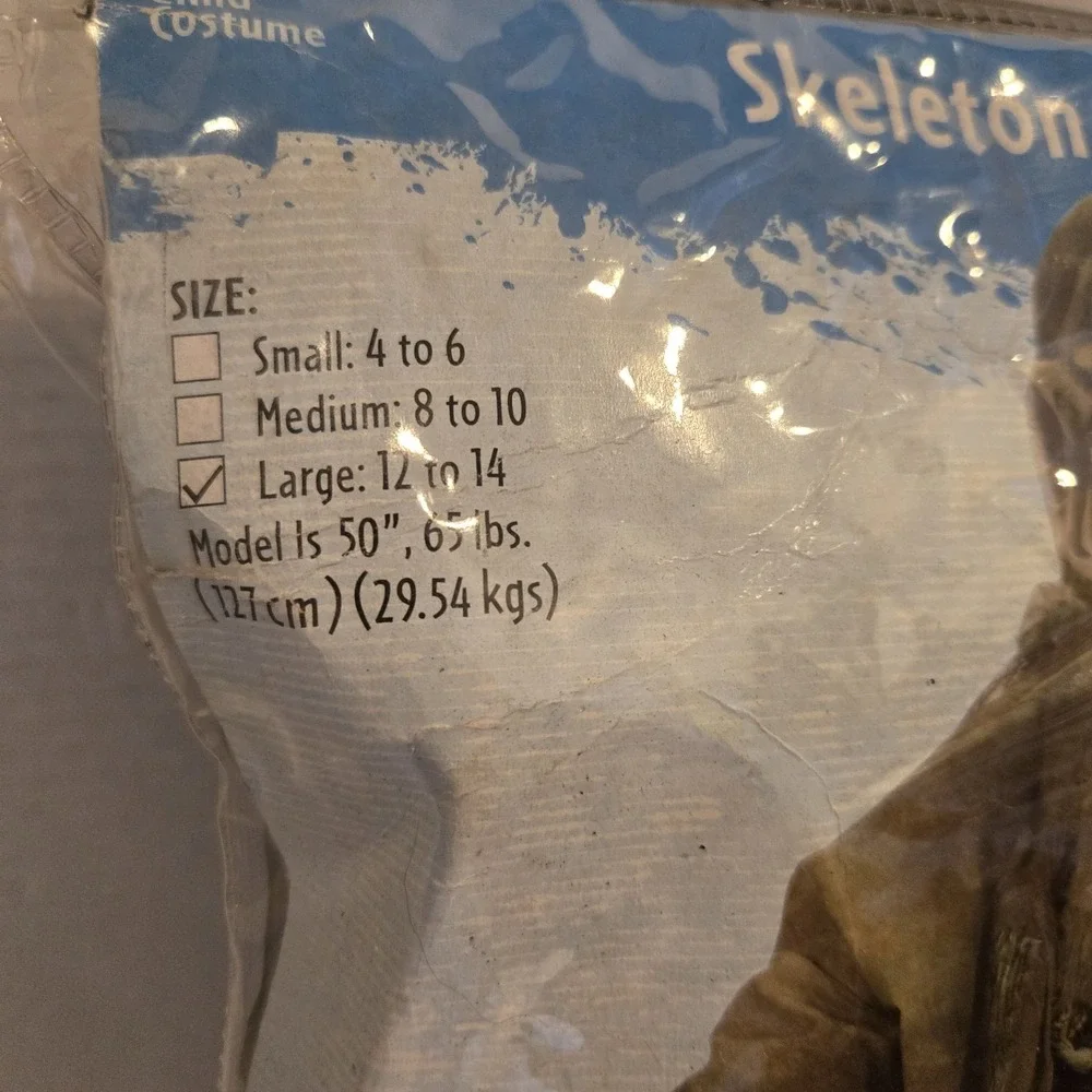 NEW FUN WORLD Swamp Skeleton zombie Living Dead‎ Costume Kids L 12-14 No Mask